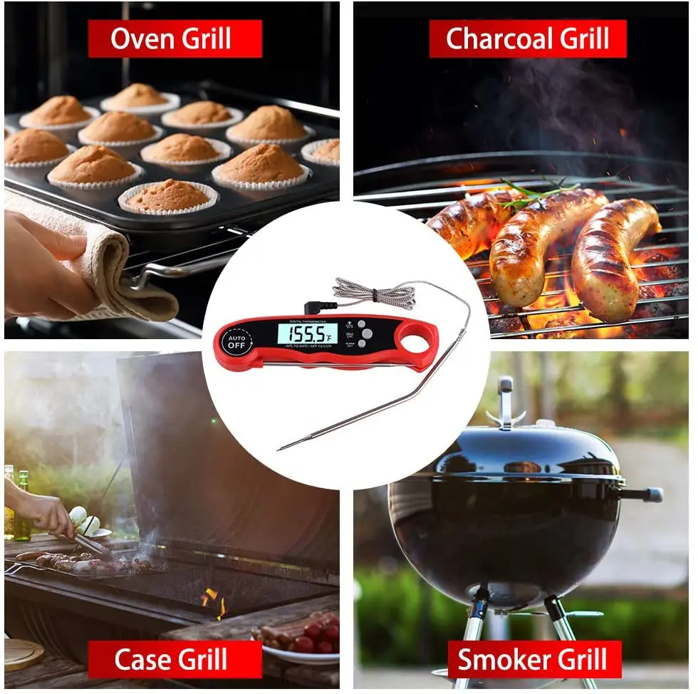 Oven BBQ fold probes 2 in 1 digital meat thermometer for kitchen cooking