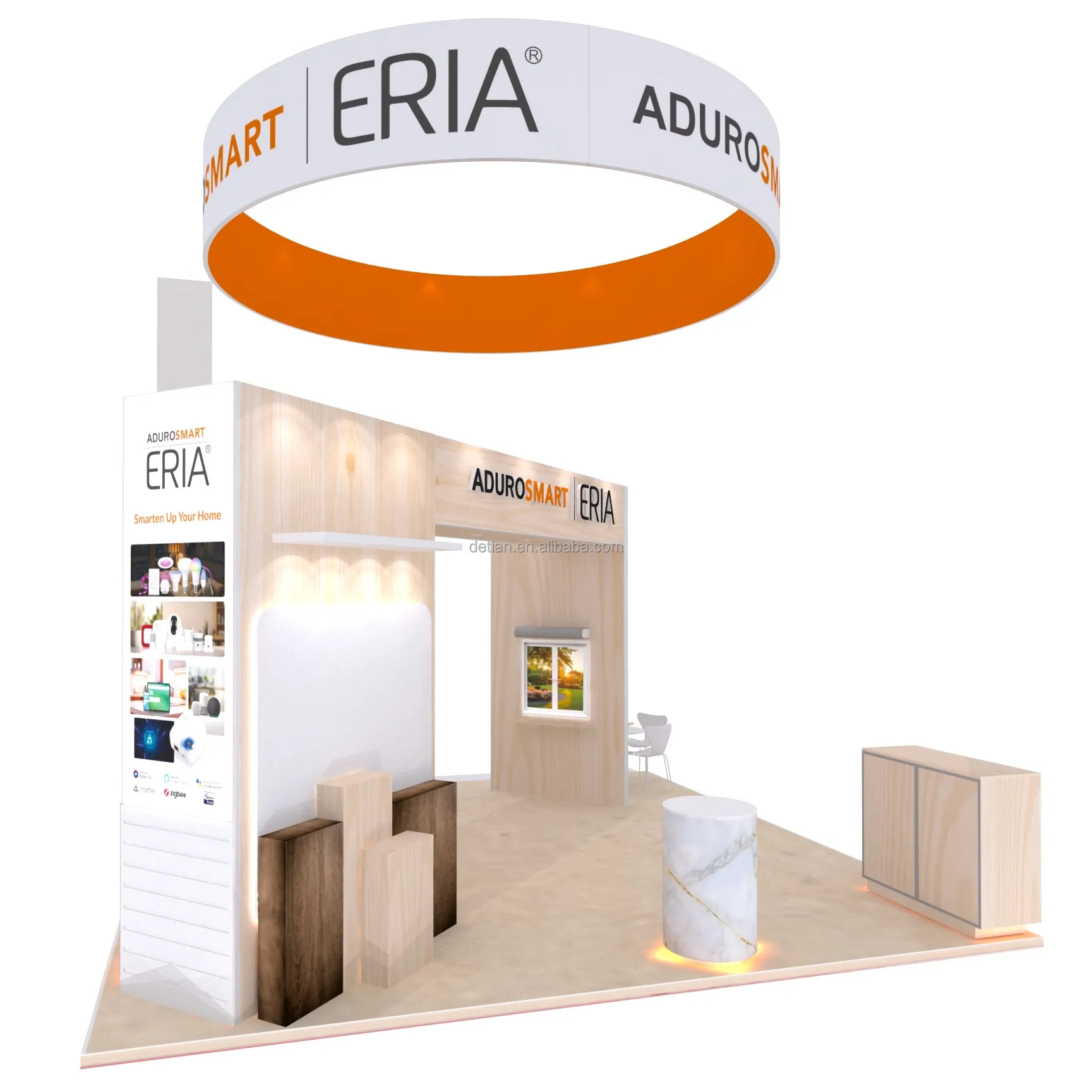 Hot Sale 20*20 ft Trade Show Booth Aluminum Exhibition Stand Tension Fabric Pop Up Backdrop Wall Tarde Booth shelves