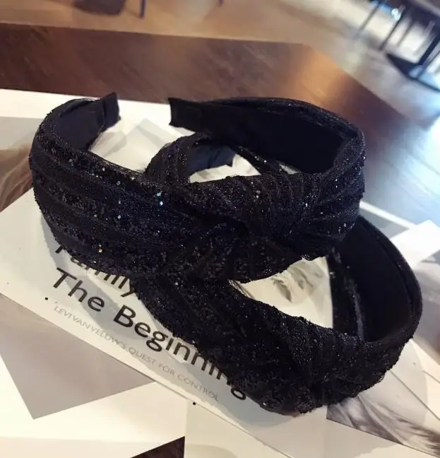 Fashion New Women Simple Classic Hairband Custom Plastic Black Diamond Knot Headband For Girls