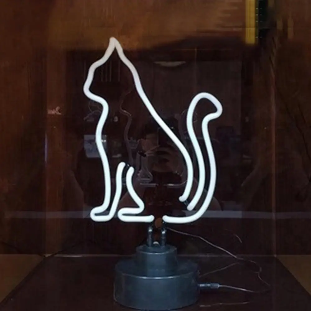 Oem factory china supplier drop shipping neon sculpture Cat glass neon lamp 12v dc table top glass neon lamp