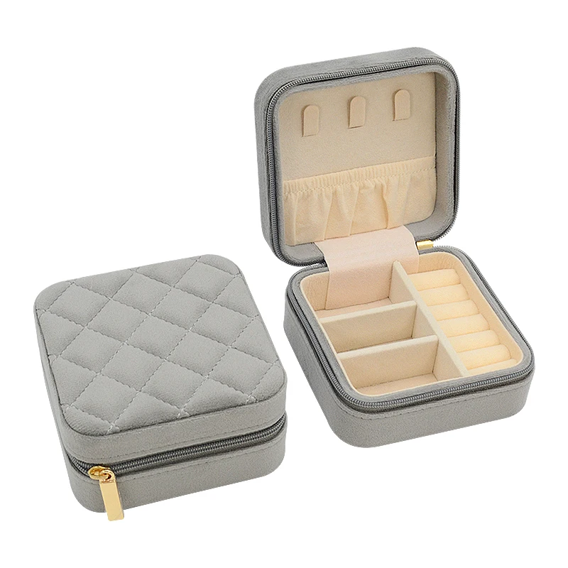 Бархатная Роскошная шкатулка для хранения ювелирных изделий на молнии