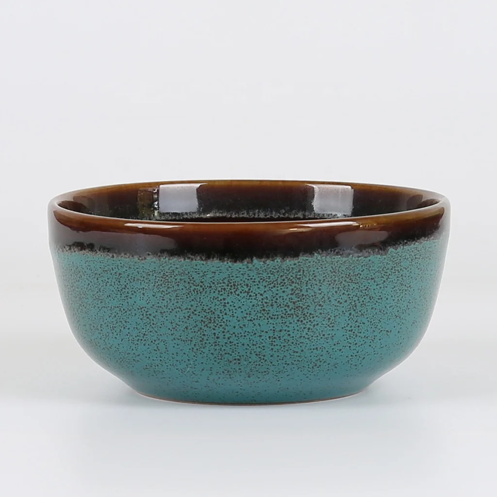 Custom printed flat round fambe dinner plate stoneware reactive dinnerware sets