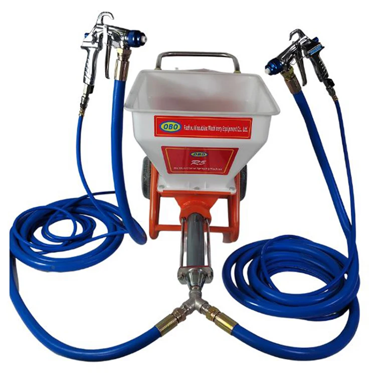 R5 double gun high efficiency cement spraying wall plastering mortar automatic cement plastering machine in china