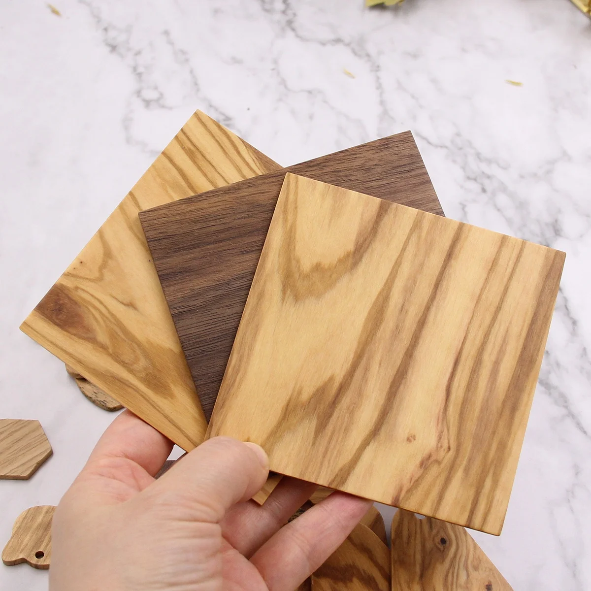 Hardwood Hanging Ornaments Charms for Keychain Necklace Wood Label Tag Pendant Koa Wood Charms