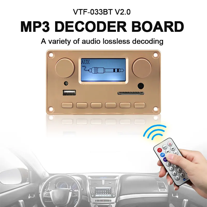 VIRE LCD Lyrics Display MP3 Audio Module USB TF Radio Car Wireless Bluetooth MP3 Decoder Board