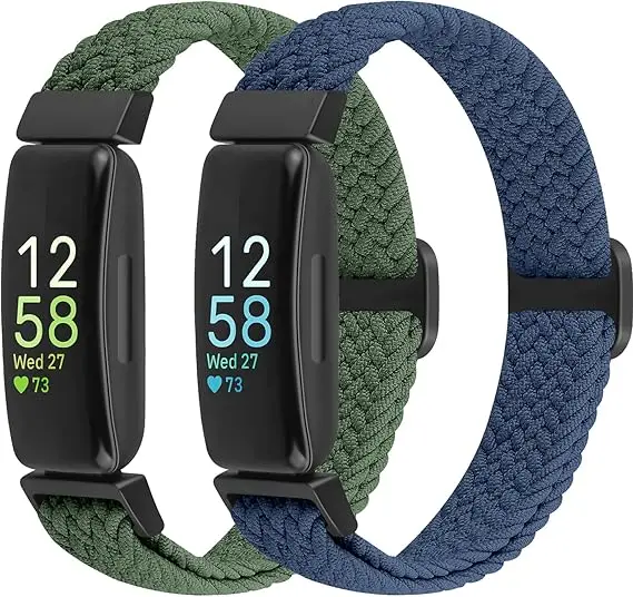 2 Pack Elastic Braided Straps Compatible with  Women Men Kids, Adjustable Stretchy Wristbands Loop Sports Replacement Band