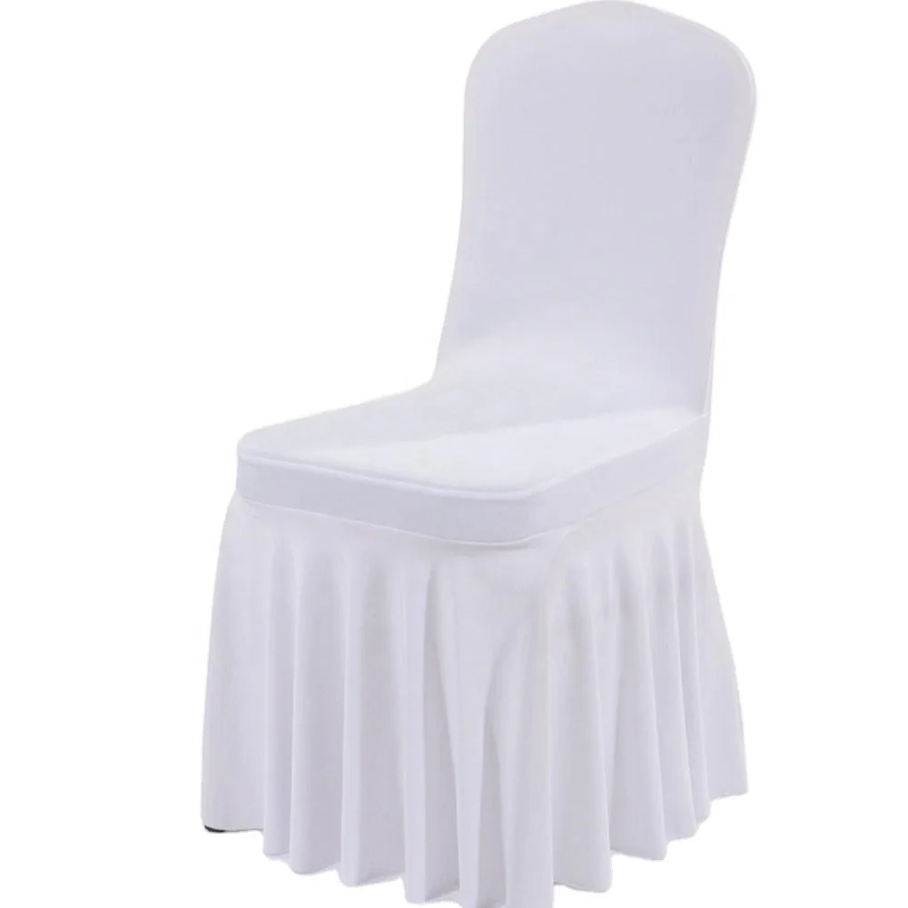 
Not Satin Easily No foot Pocket Durable Red White Stretch Spandex Banquet Chair Cover with Skirt for wedding Party Hotel Decor 