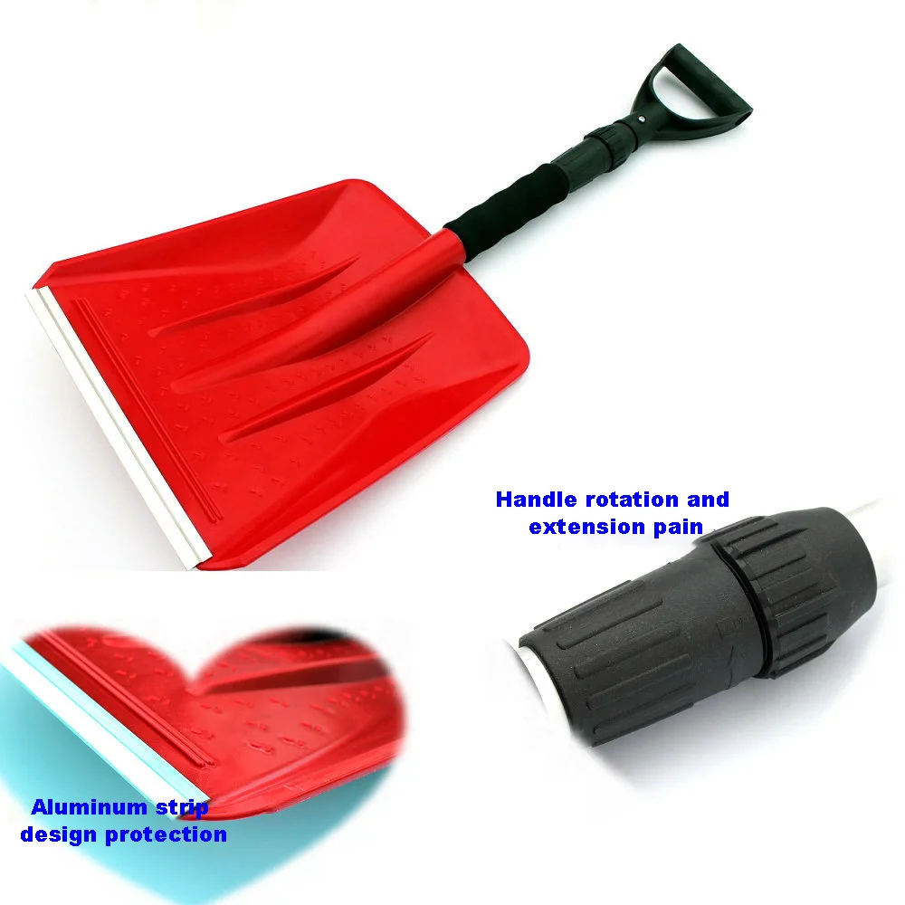 Car Snow Removal Heavy Duty Durable Aluminum Blade Snow Digging Spade Aluminum Handle D Grip Plastic Snow Shovel