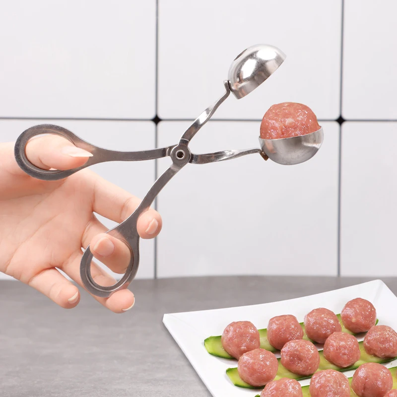 Kitchen Tools Stainless Steel Meat Baller Set Making Mold Press Tongs Spoon Clip DIY Meatball Maker