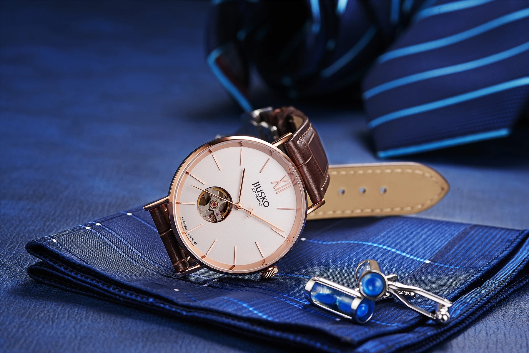  Hot Products Genuine Leather Band Watch Wristwatches Automatic Mechanical Watches