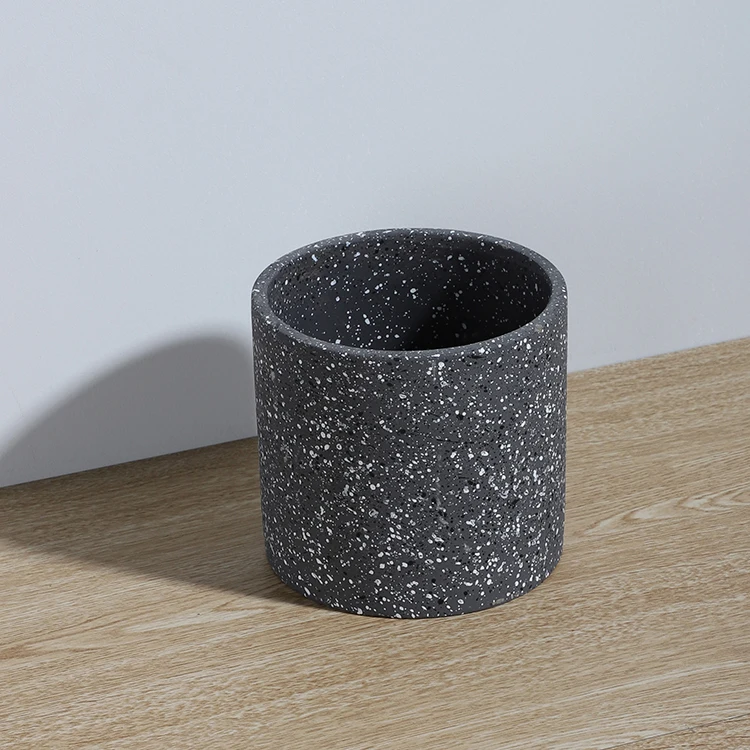 Popular new design fancy cylinder candle container wholesale wedding decoration matte black candle  jars