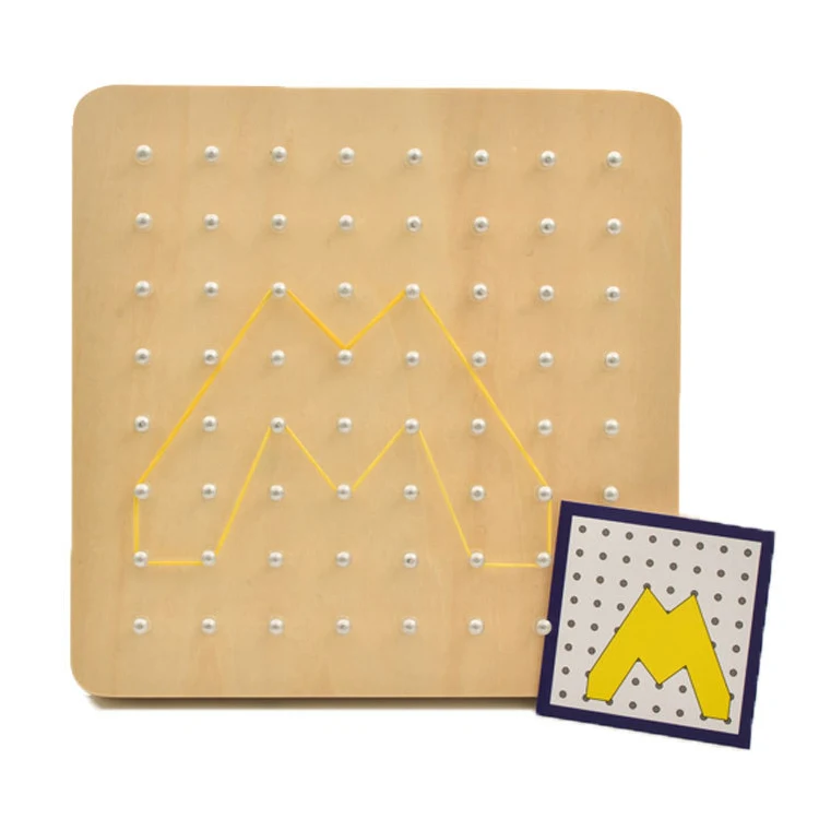 Montessori Toys Kids Creative Graphics Rubber Tie Nail Boards Children Educational Wooden Toys Preschool