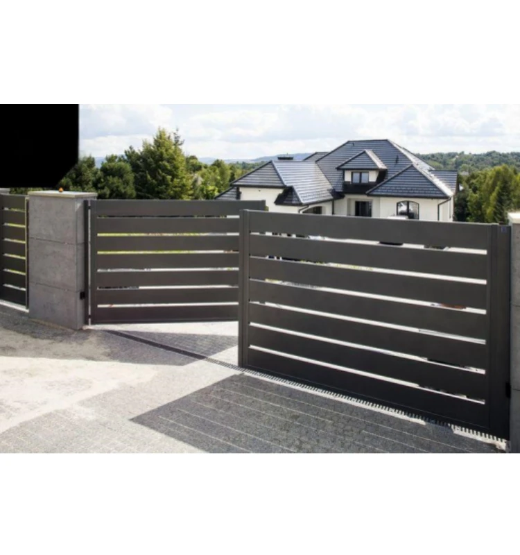 CBMmart New Design Black Aluminum Garden Automatic Driveway Double Swing Gate & Fence
