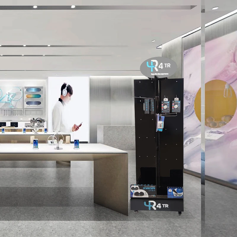 Supermarket Phone Charger Shelf Retail Rotatable Floor Display Promotion USB Cable Wall Charger Car Charger Display Rack