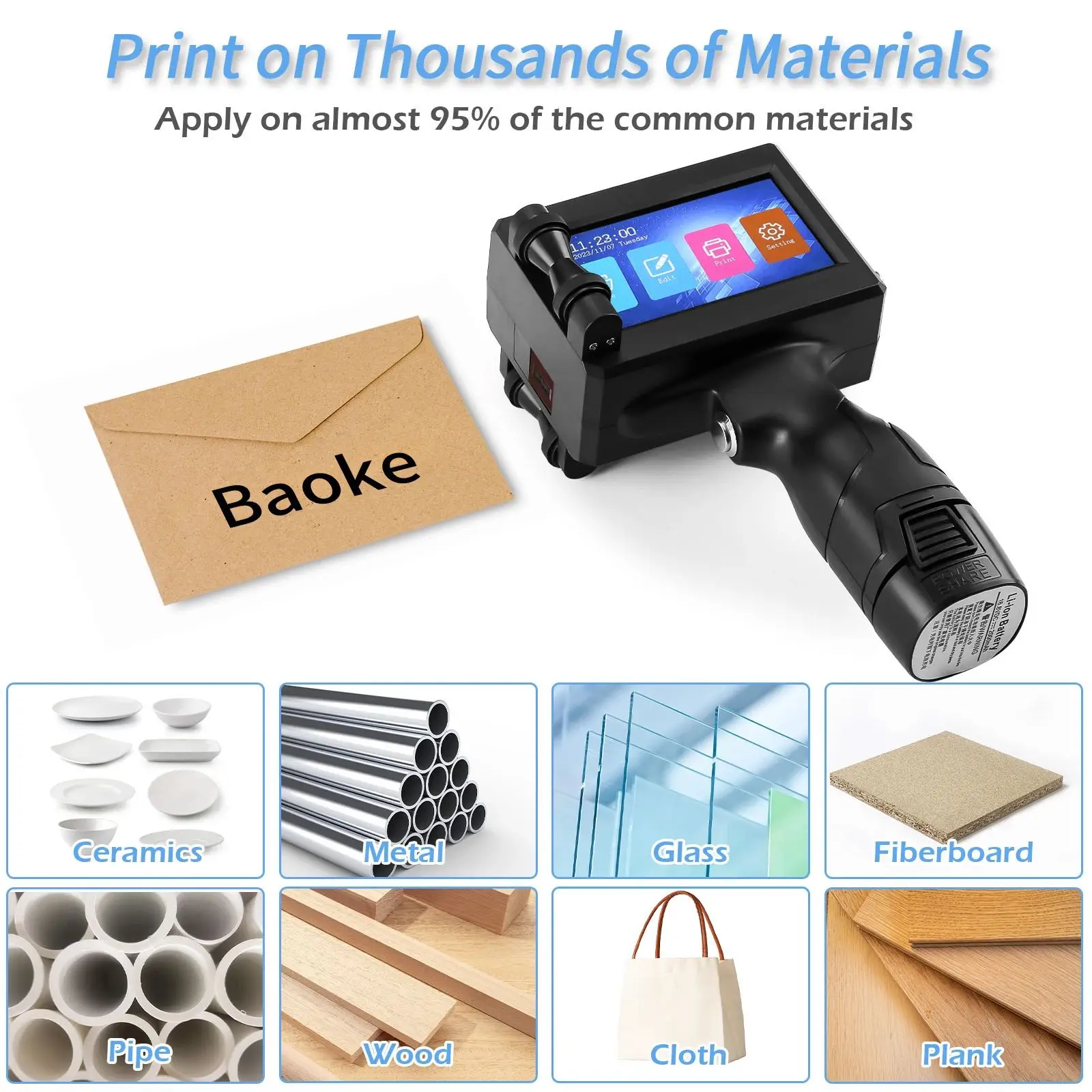 Portable Handheld Inkjet Printer for Board Stone Metal pipe Code Printing Machine for plastic carton eggs