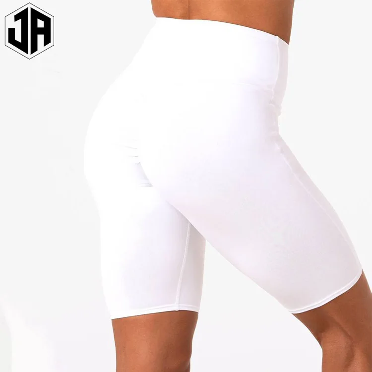 Manufacturer Cheap High Waist Tummy Control White Sqaut Proof Cycling Shorts For Women