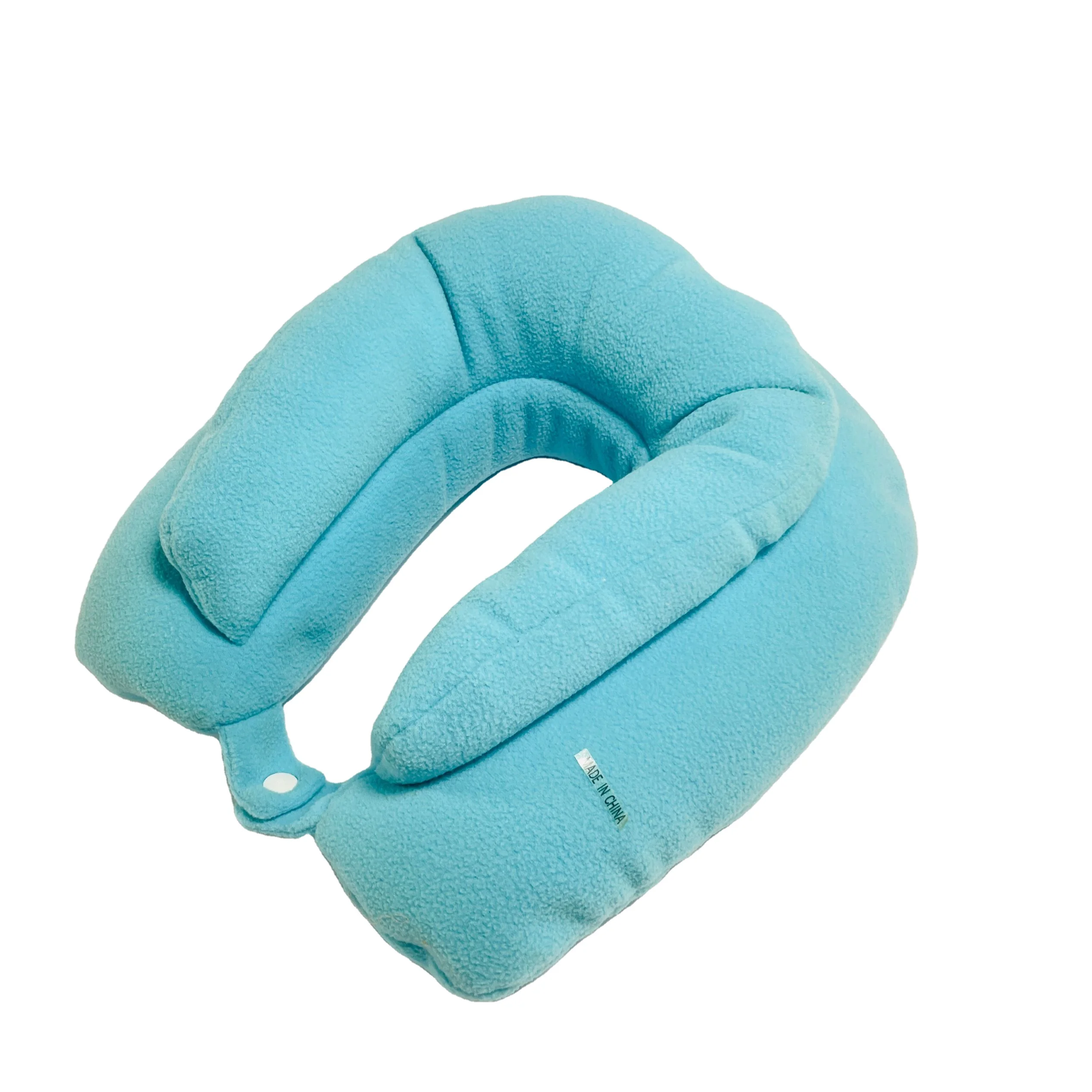 Wholesale Custom Color Sky Blue Microbeads Filling Soft Cover Pillow Cushions U Shaped Neck Travel Pillow For Sleeping Airplane