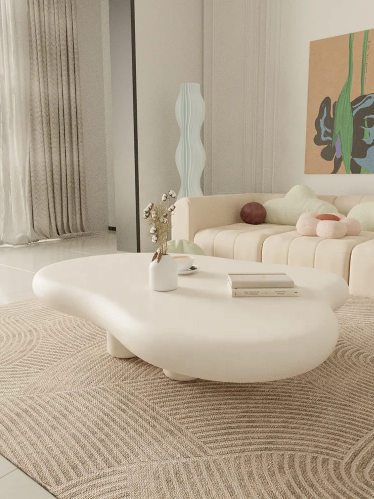Hot Sell Nordic Modern Designer Cloud Shaped Coffee Table Irregular Small Apartment Living Room Furniture Cream Side Table