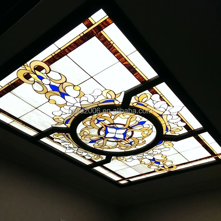 Customize Flat European Style Sustained Steel Skyline Art Glass For Ceiling And Wall Lighting &Decoration