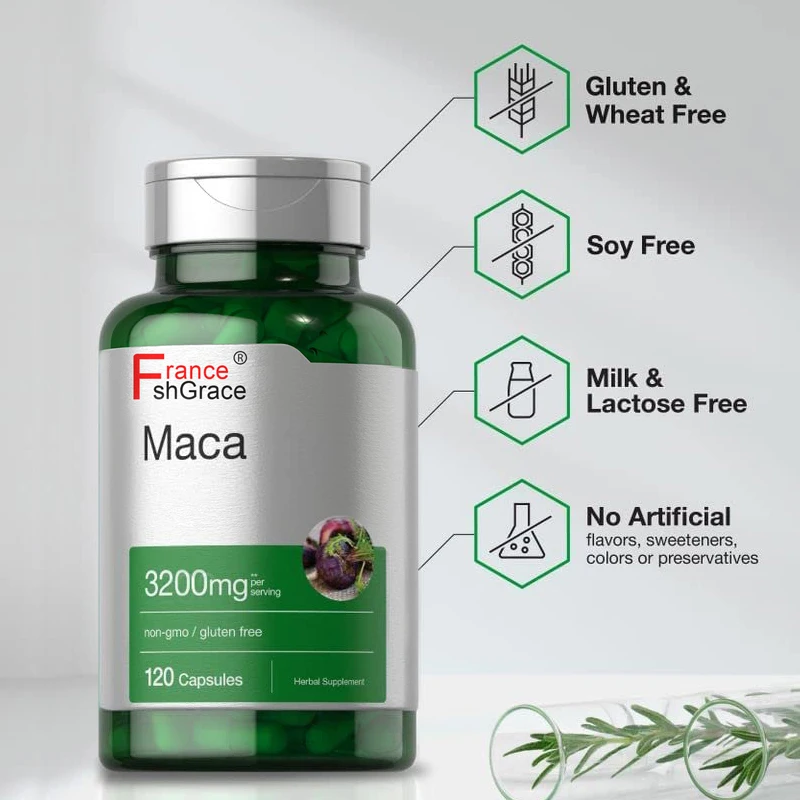Non-GMO Gluten Free Maca Root Capsules 3200 mg 120 Pills Peruvian Maca Extract for Men and Women