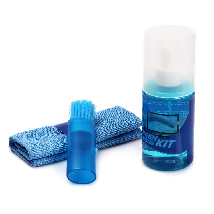 200ml LCD Monitor screen cleaner  includes cleaning solution, microfibre cloth, dusting brush
