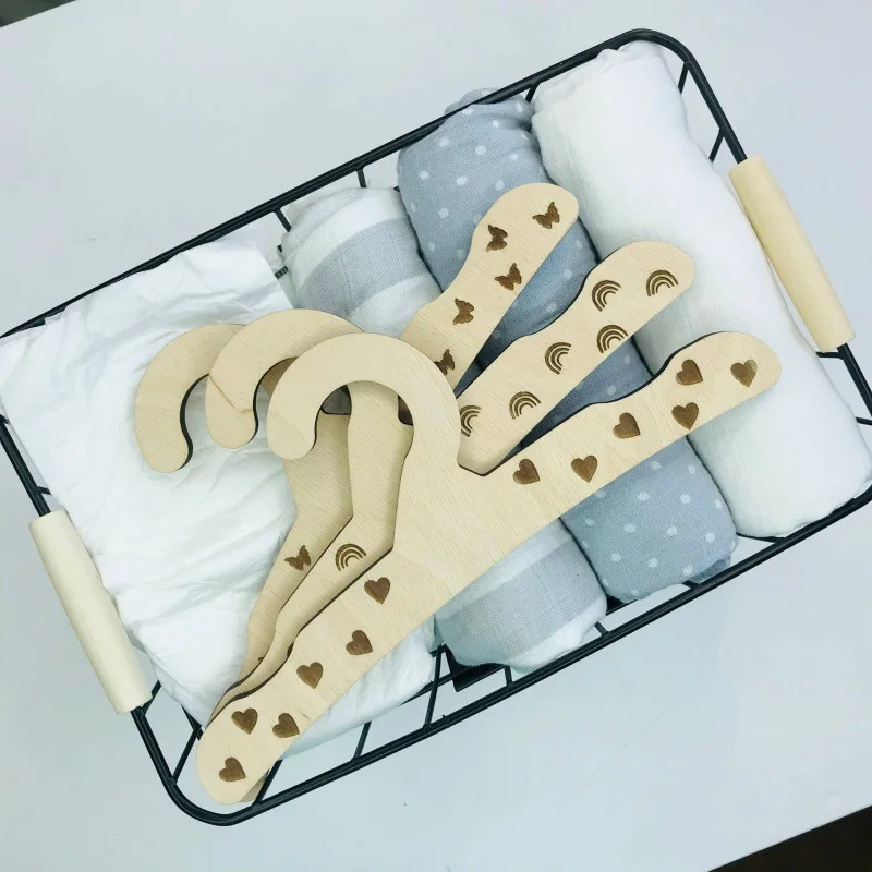 INS kids room decor shooting props creative bow angel wings toddler clothing organize display wooden hanger for baby clothes