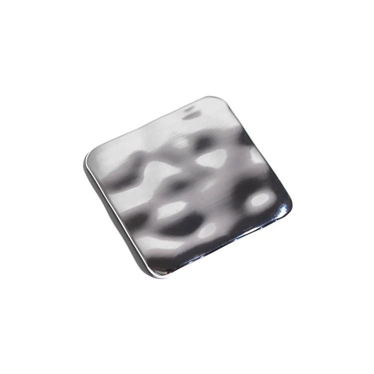 Personalised Portable Fashionable Gift Single side small sliver wavy square Metal Handheld pocket vanity Compact Mirror