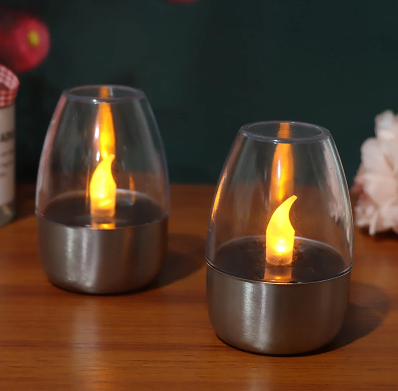 Wholesale Solar Powered LED Flameless Candle Tea Lights Home Decoration Table Candlelight Sensor Waterproof LED Candle Light