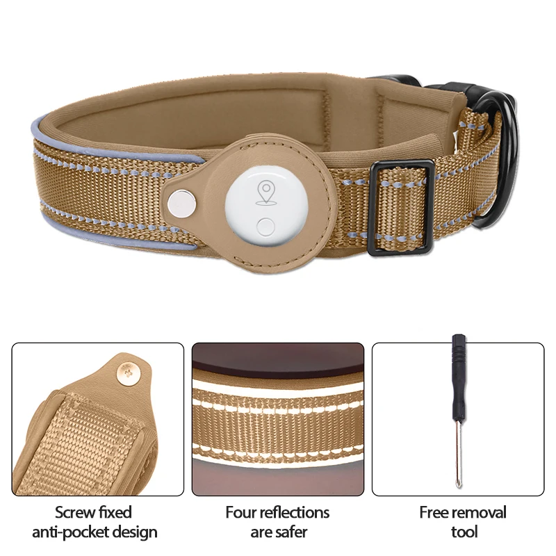 Wholesale reflective nylon silicone waterproof air tag airtag pet cat dog collar holder