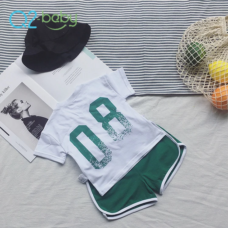 Q2-baby Newborn Clothes Sleeveless Cotton T Shirt  + Shorts Girls Boy Clothing Set