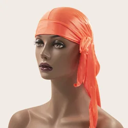 Factory Direct Sales In Europe And America Hot Models For Men And Women Silk Long Tail Turban Hat Pirate Hat