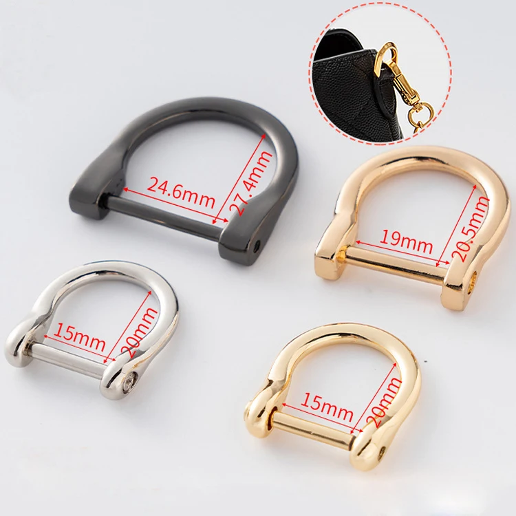 Stock Wholesale Luggage Handbag Purse Horseshoe Buckles Metal Screw D Buckle Detachable Ring Female Bag Repairing Parts Buckle