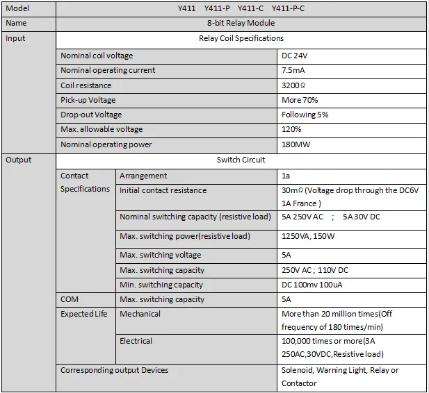 SiRON Y411-P 8-position relay module 10P MIL connector as output single row terminal block as input relay module