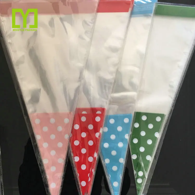 Clear Cone Sweet Chocolate Candy Cupcake Wrapper Custom BOPP OPP Birthday Party Favors Jewelry Display Cello Cone Bags Included