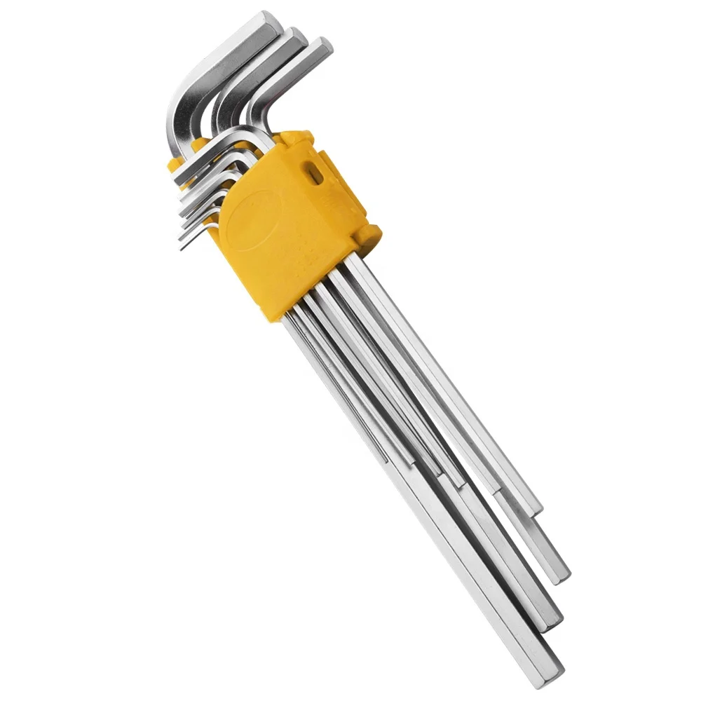 9PC Normal Long Arm Extra Hex Key Set Metric &