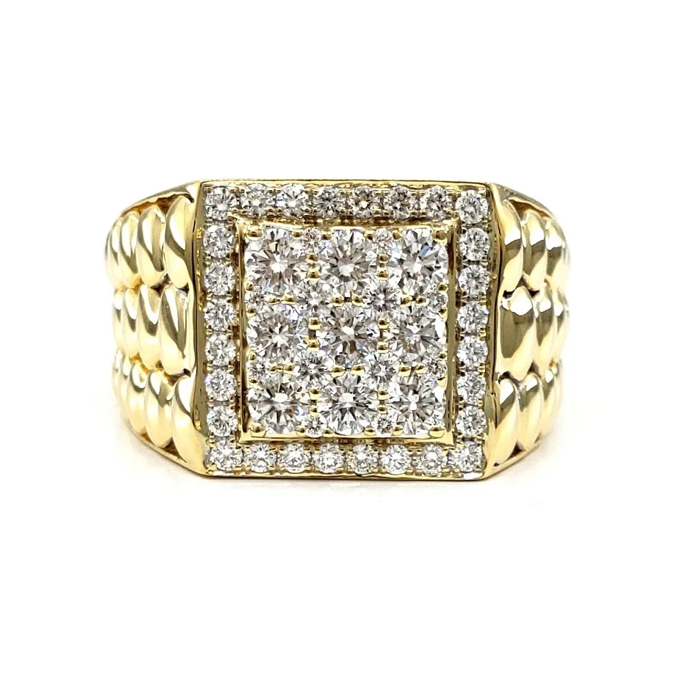 China Wholesale Fine Jewelry Valentine Best Quality Amazon Ring Yellow Gold 18k Diamond Mens Gents Ring Design For Wedding Male