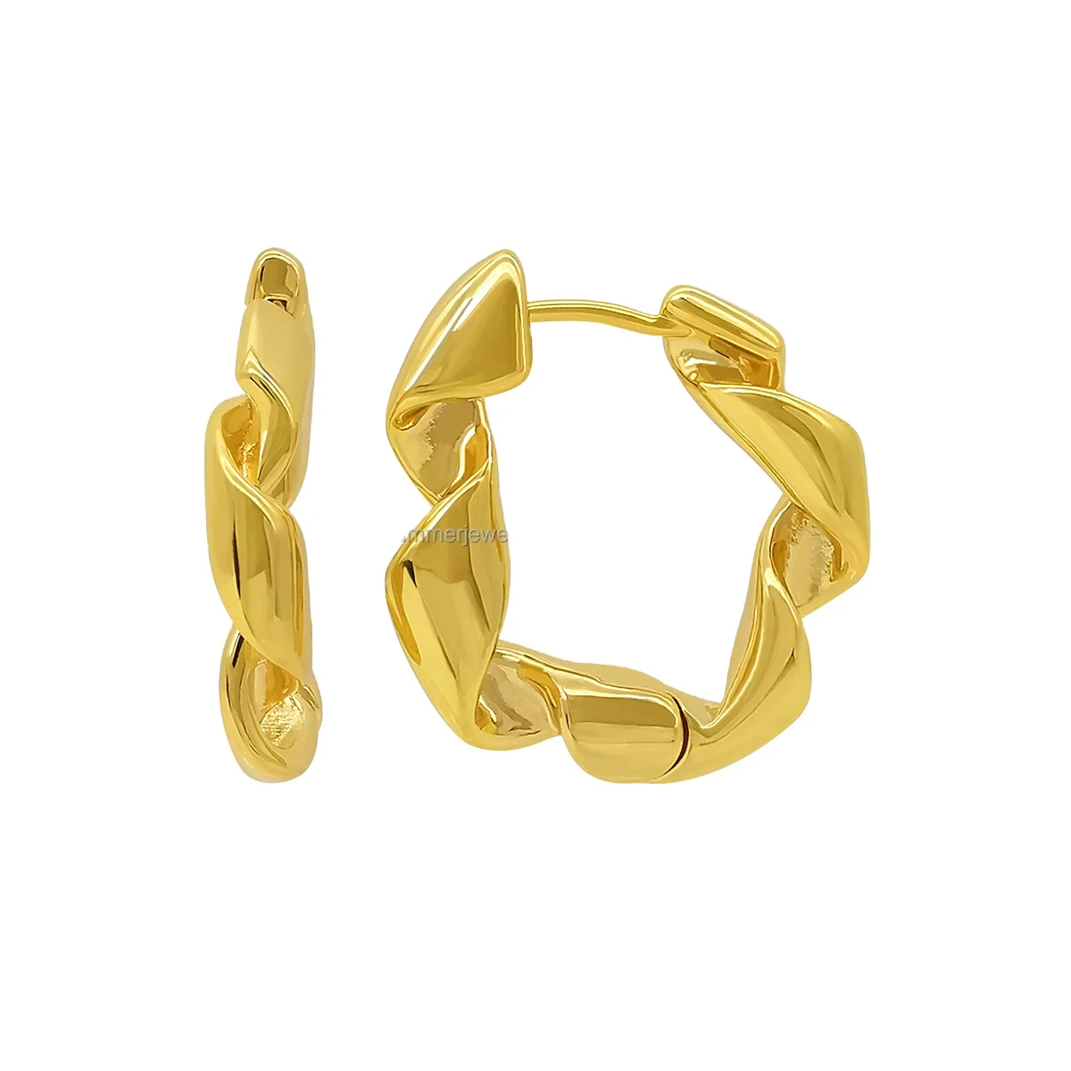 18K Gold Filled Creative Twisted Shape Earrings Daily Wear Cuff Hoop Earrings for Women Dropped Silver Jewelry