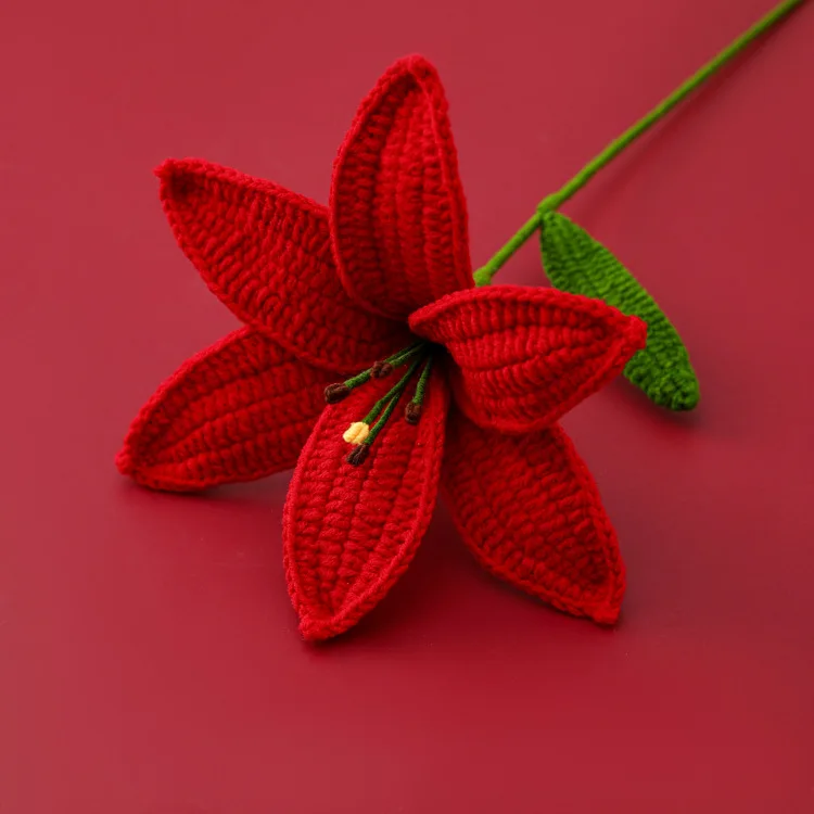 home decoration artificial flowers wool knitted lily crochet flower applique