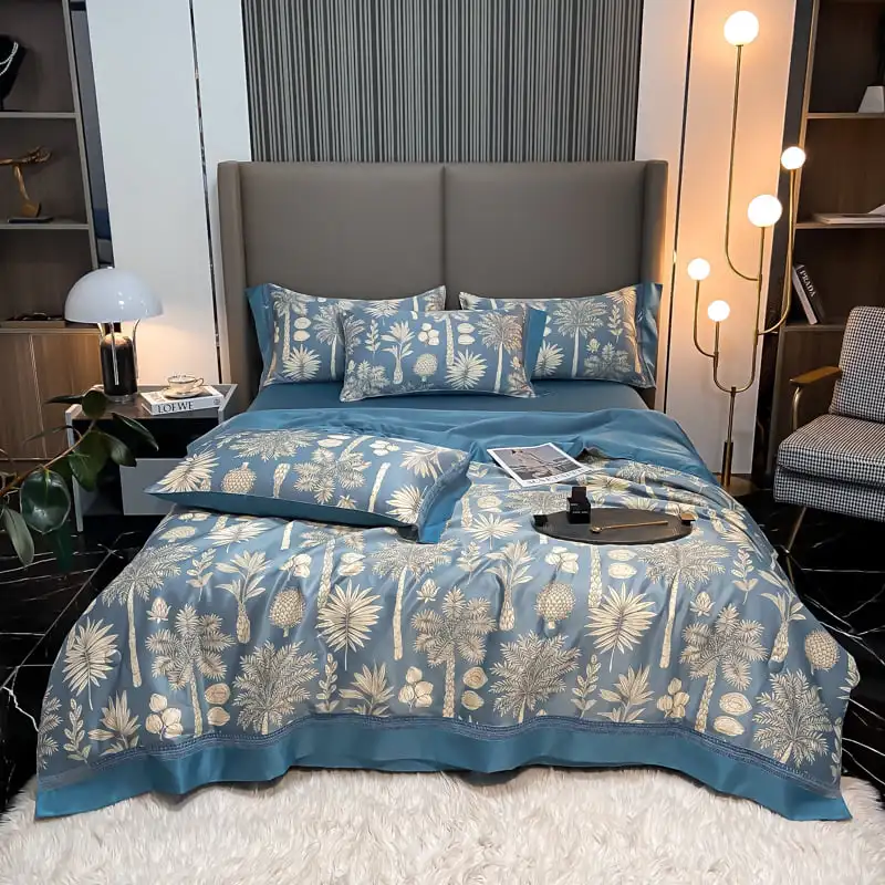 Classical Super Soft Tencel Modal Bedding Set Embroidery Duvet Cover Set