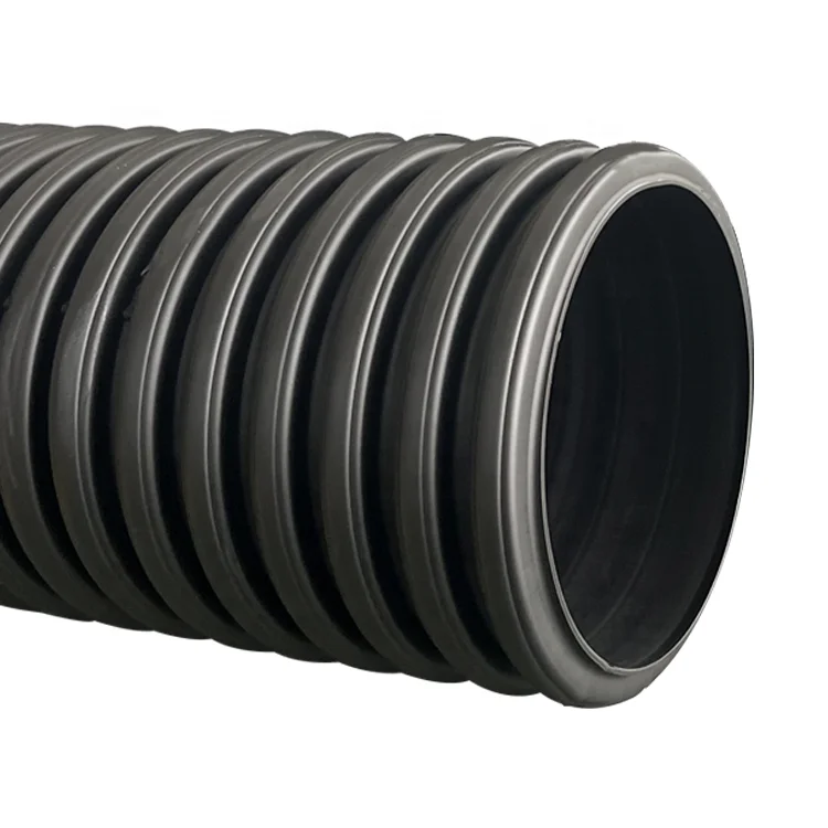 Горячая распродажа фабрика PE100 двухслойная гофрированная труба HDPE дренажная пластиковая черного цвета для жидкостной водопроводной системы