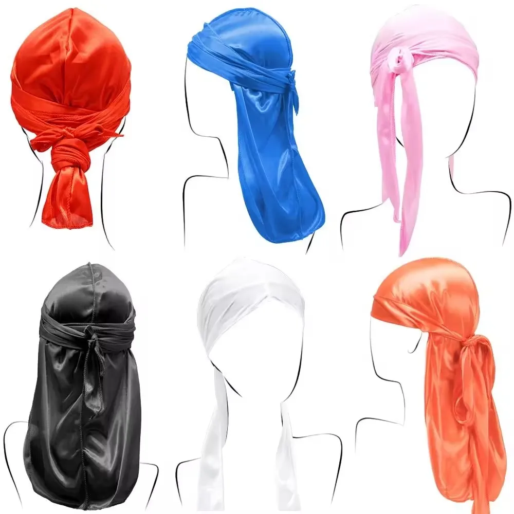 Custom Printed Extra Long-Tail Head Wraps Doo rag Do rag Durags For Men Du Rag Designer Durag