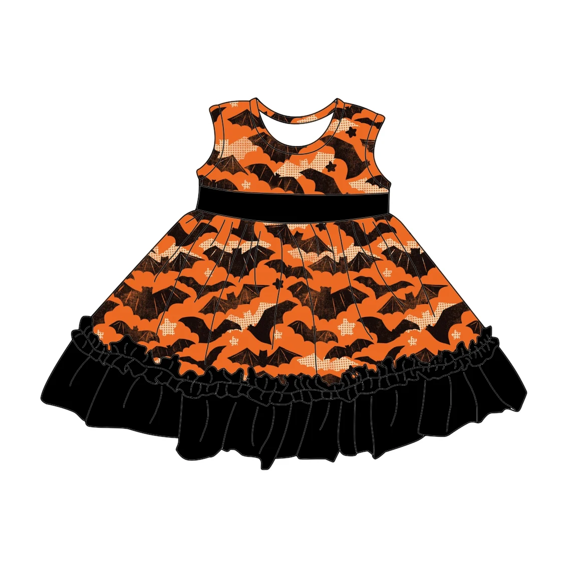 2023 Summer Kids Dress Girl Sleeveless Dress Round Neck Princess Dress Print Cartoon 3D Straight Knitting Children Girls Support