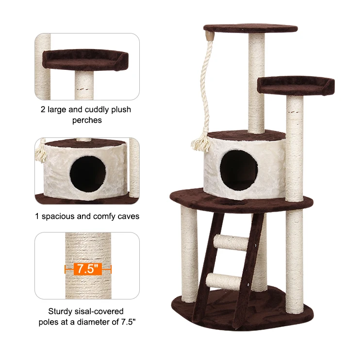 Free Sample cat tree caratcher furniture beige particle board cat tree with cando