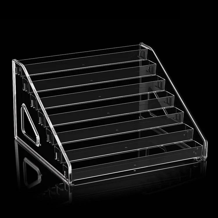Custom Clear Step Tabletop Acrylic Nail Polish Display Stand Sunglasses Holder Counter Lipstick Display Rack