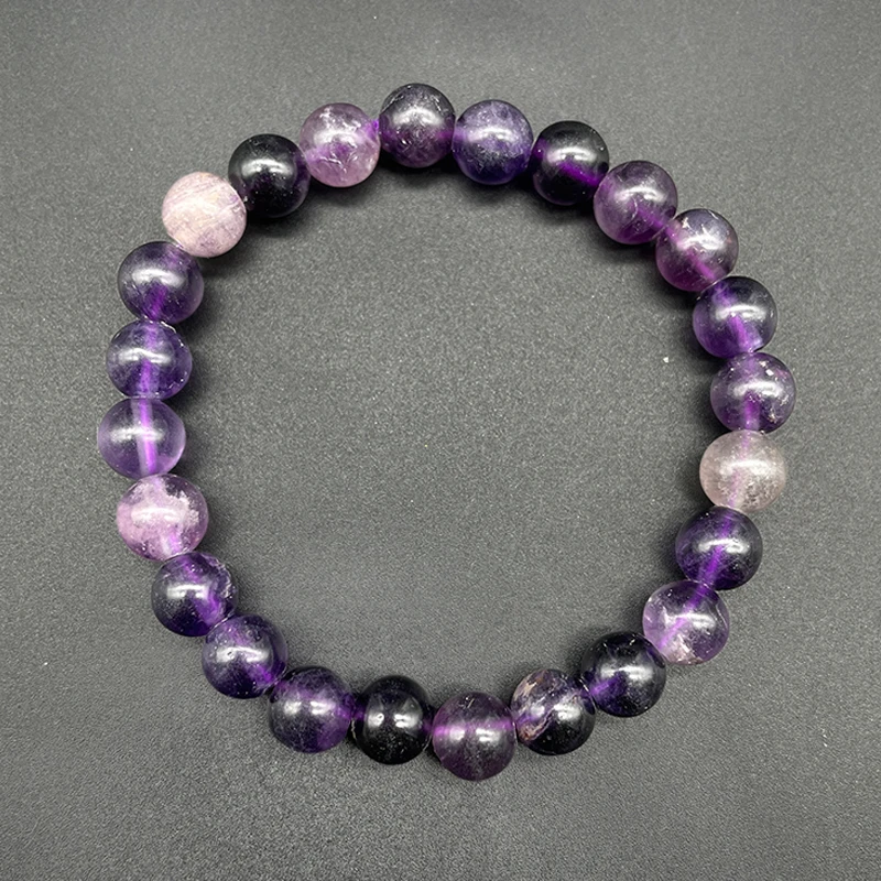 Custom Handmade Natural Stretch bracelet Black Stripe Rhodochrosite Rainbow Agate Purple Fluorite Blood Stone Bronzite Bracelets