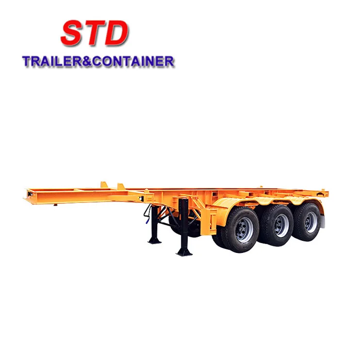 Yellow Color 20Ft Container Chassis 2 Axles Container Trailer 20 Ft