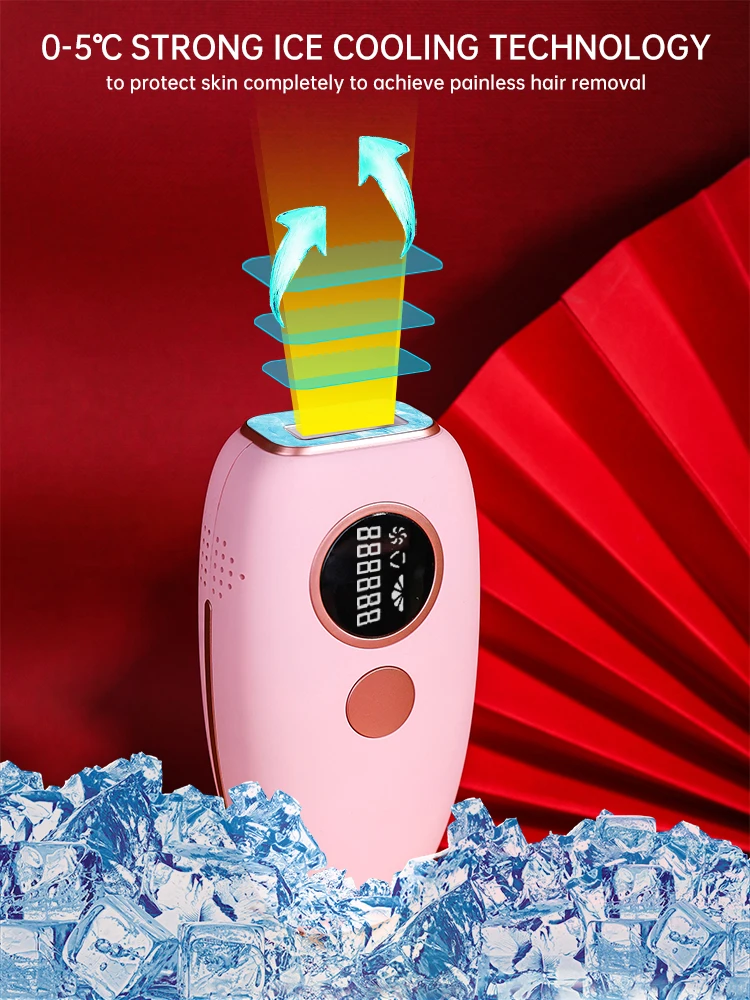 home use portable permanent facial painless ice cooling cordless IPL laser hair removal handset for woman
