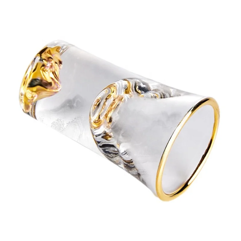Manufacturer of 12ml thick bottom shot glasses with gold rim  customized shot glass gold rim free samples premium quality