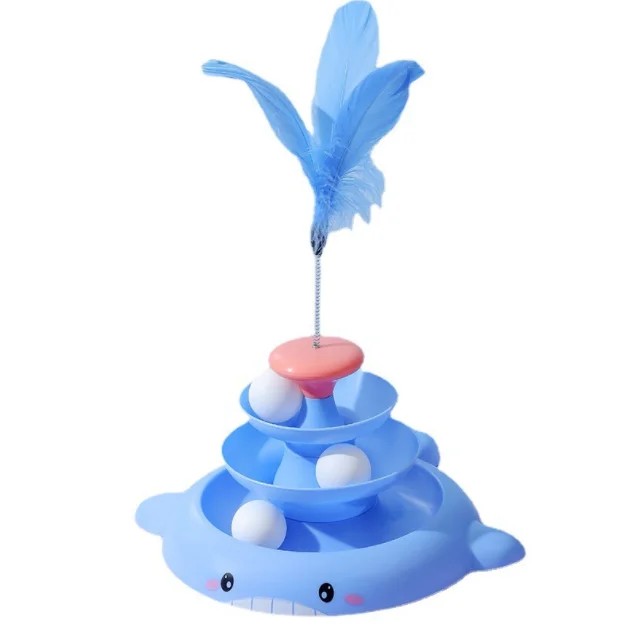 Pet Self Play Toy Feather Ball Toy Four Layer Track Toy For Cat