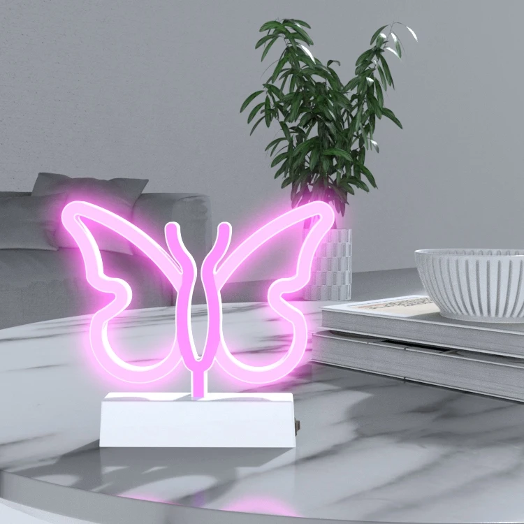 2021 supply pink led  neon tube lights popular butterfly light neon